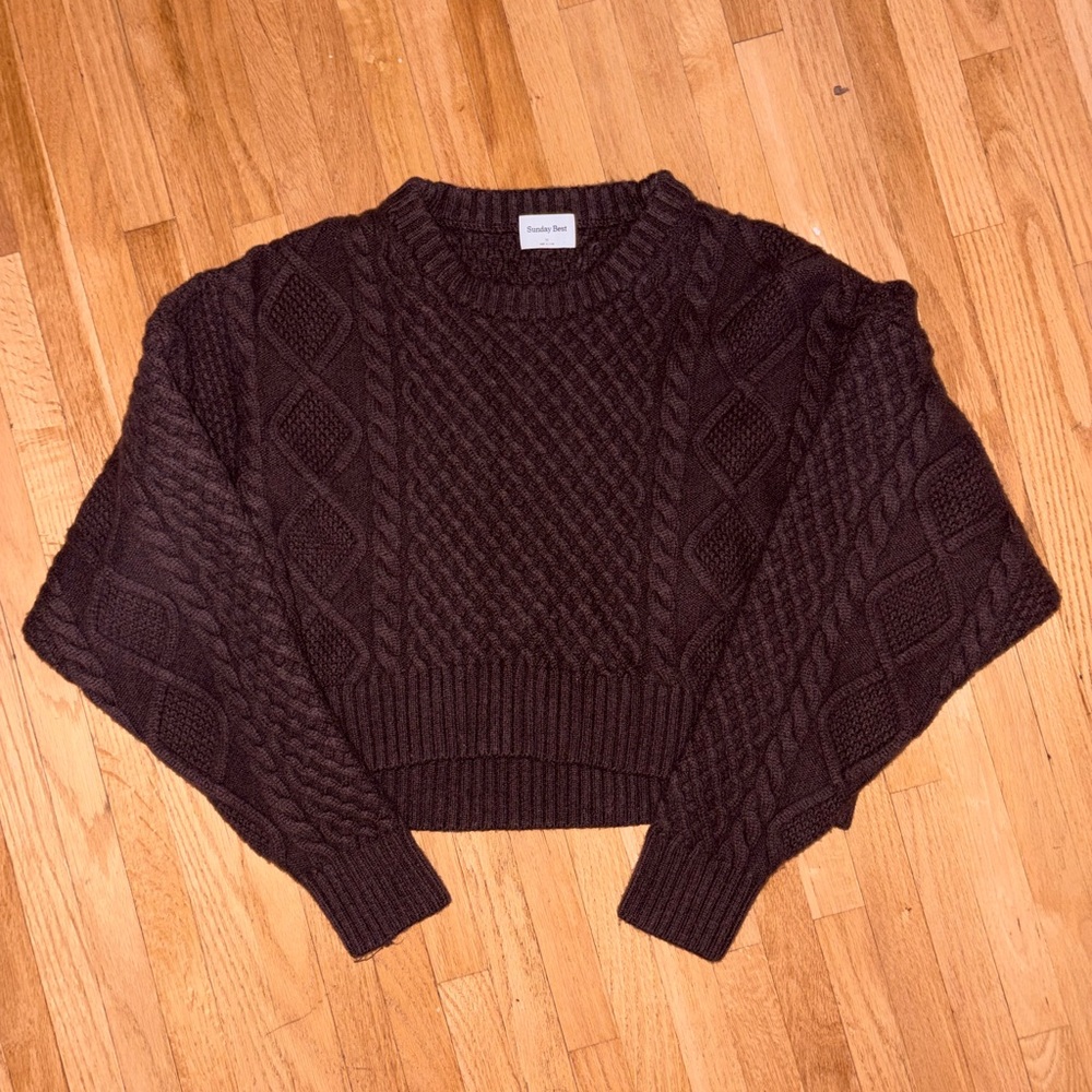 Sunday best cropped cable knit sweater